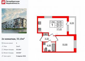 Продается 1-ком. квартира, 35.2 м2, Санкт-Петербург, метро Звёздная