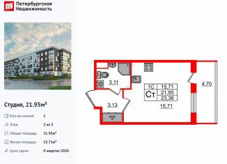 Продажа квартиры студии, 22 м2, Санкт-Петербург, муниципальный округ Пулковский Меридиан