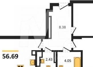 Продам двухкомнатную квартиру, 56.7 м2, Калининград, Батальная улица, 65Б