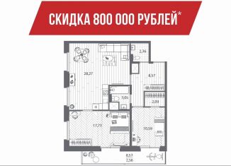 Продается 2-ком. квартира, 72.7 м2, Санкт-Петербург, набережная реки Каменки, 13к1, муниципальный округ Коломяги