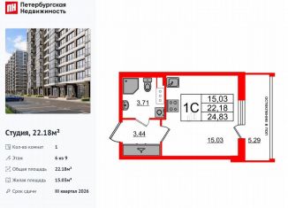 Продается квартира студия, 22.2 м2, Санкт-Петербург, метро Московская