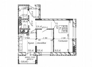 Продажа однокомнатной квартиры, 51.4 м2, Калуга, Азаровская улица, 40к4, ЖК Марс