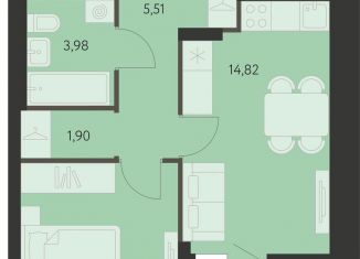 Продам 1-комнатную квартиру, 38.6 м2, Екатеринбург, метро Чкаловская, улица Вильгельма де Геннина, 23