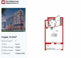 Квартира на продажу студия, 22.6 м2, Ленинградская область