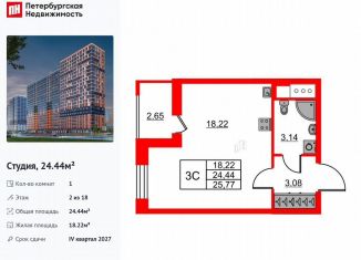 Продается квартира студия, 24.4 м2, Ленинградская область