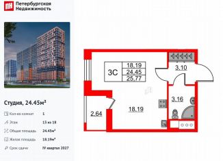 Продажа квартиры студии, 24.5 м2, Ленинградская область