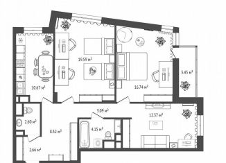 Продажа трехкомнатной квартиры, 81.7 м2, Владимир, ЖК Гвардейский 2.0