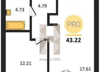 Продается 1-комнатная квартира, 43.2 м2, Гурьевск