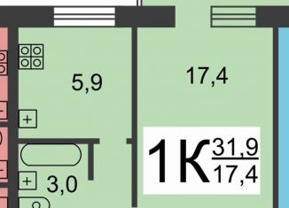 Продам 1-комнатную квартиру, 31.9 м2, Нижний Новгород, метро Чкаловская, Зеленодольская улица, 56