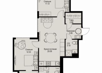 Продается 2-комнатная квартира, 62.6 м2, Санкт-Петербург, метро Петроградская