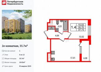 Продам 1-комнатную квартиру, 35.7 м2, Санкт-Петербург, метро Комендантский проспект