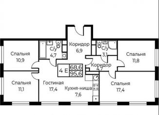 Продаю 4-ком. квартиру, 95.6 м2, Москва, улица Намёткина, 10Д, ЮЗАО