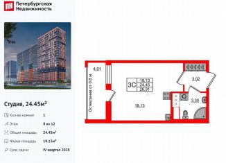 Продается квартира студия, 24.5 м2, Ленинградская область