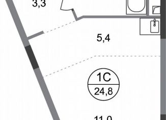 Продам квартиру студию, 24.8 м2, Москва, деревня Рассказовка, 2