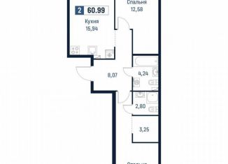 Продаю 2-ком. квартиру, 61 м2, Ярославль, Романовская улица, 6к2, ЖК Норские Резиденции