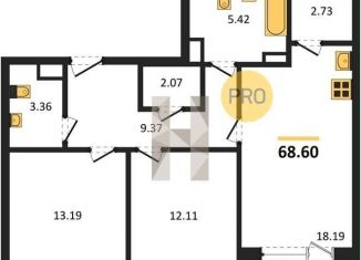 2-комнатная квартира на продажу, 68.6 м2, Воронеж, Левобережный район