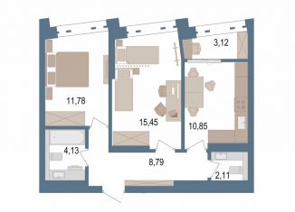 Продажа 2-ком. квартиры, 54.6 м2, Уфа, улица Пархоменко, 156Ж