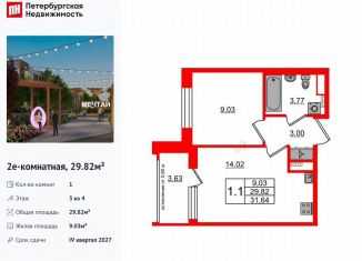 1-ком. квартира на продажу, 29.8 м2, посёлок Шушары