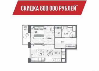 Продам 1-ком. квартиру, 34.5 м2, Санкт-Петербург, метро Озерки, набережная реки Каменки, 13к3