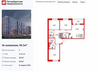 Продажа 3-комнатной квартиры, 90.5 м2, Санкт-Петербург, метро Парнас