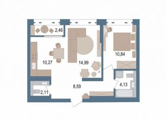 Продажа двухкомнатной квартиры, 52.3 м2, Уфа, улица Пархоменко, 156Ж