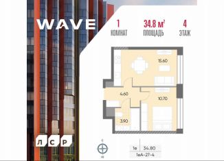 Продажа 1-комнатной квартиры, 34.8 м2, Москва, район Москворечье-Сабурово