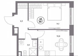 Продам 1-комнатную квартиру, 35.1 м2, Москва, ЮВАО, Шоссейная улица, 4Д