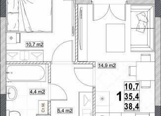 Продажа 1-комнатной квартиры, 38.4 м2, Нижний Новгород