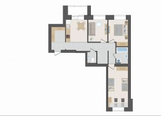 Трехкомнатная квартира на продажу, 76 м2, Киров, улица Капитана Дорофеева, 22