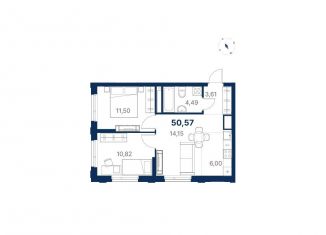 Продается двухкомнатная квартира, 50.6 м2, Екатеринбург, Чкаловский район