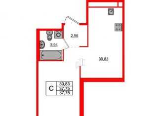 Квартира на продажу студия, 37.8 м2, Санкт-Петербург, Пионерская улица, 53Ф, Петроградский район