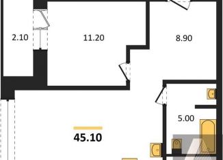 Продажа однокомнатной квартиры, 45.1 м2, Новосибирск, метро Маршала Покрышкина