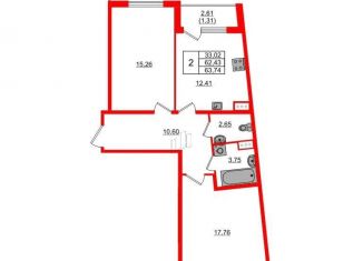 Продажа 2-ком. квартиры, 63.7 м2, Санкт-Петербург, набережная реки Смоленки, 8/86, метро Спортивная