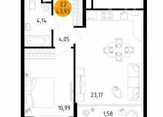 Продаю 1-ком. квартиру, 43.9 м2, Самара, метро Московская, Московское шоссе, 3