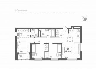 Продам 3-комнатную квартиру, 82.2 м2, деревня Дударева, улица Сергея Джанбровского, 25