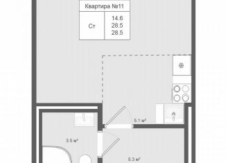 Продажа квартиры студии, 28.5 м2, деревня Яковлево