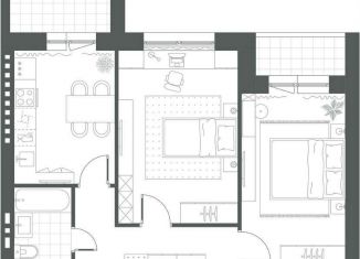 Продается двухкомнатная квартира, 55.8 м2, посёлок городского типа Петра Дубрава, улица Строителей, 7