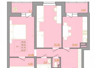 Двухкомнатная квартира на продажу, 65.9 м2, Ростов-на-Дону, ЖК Новый Горизонт