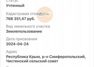 Продам участок, 7 сот., село Чистенькое, улица Свиридова, 14