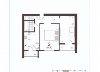 Продаю двухкомнатную квартиру, 54.9 м2, Смоленск, проспект Гагарина, 39А