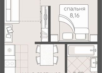 Продается 1-комнатная квартира, 33.3 м2, Тюмень, улица Геннадия Райкова, 19