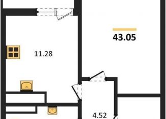 Продам 1-комнатную квартиру, 43.1 м2, Светлогорск