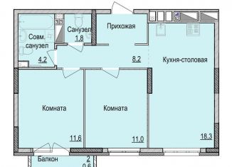 Продажа двухкомнатной квартиры, 55.1 м2, Ижевск, жилой район Культбаза