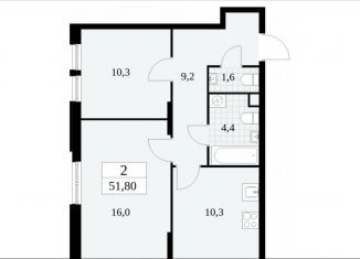 Продается 2-комнатная квартира, 51.8 м2, Москва, жилой комплекс Южные Сады, к2.4, метро Бунинская аллея