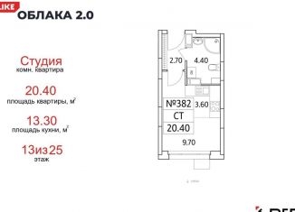 Продаю квартиру студию, 20.4 м2, Люберцы, ЖК Облака 2.0, жилой комплекс Облака 2.0, к1.1
