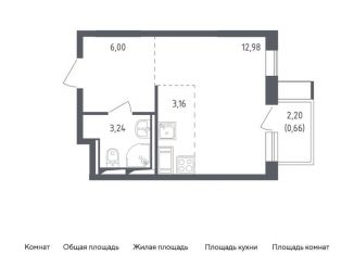 Продам квартиру студию, 25.4 м2, деревня Мисайлово, микрорайон Пригород Лесное, к5.1