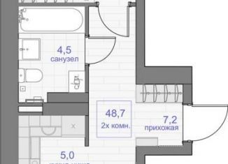 Двухкомнатная квартира на продажу, 48.7 м2, Красноярск