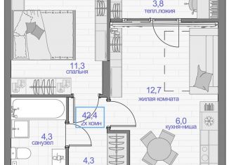 Продается двухкомнатная квартира, 42.4 м2, Красноярский край