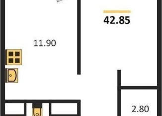 Продаю однокомнатную квартиру, 41.2 м2, Новосибирск, Красный проспект, 218/4, ЖК Нобель