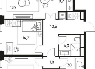 Продажа 3-комнатной квартиры, 77.8 м2, Москва, Полковая улица, 1с22, станция Савёловская